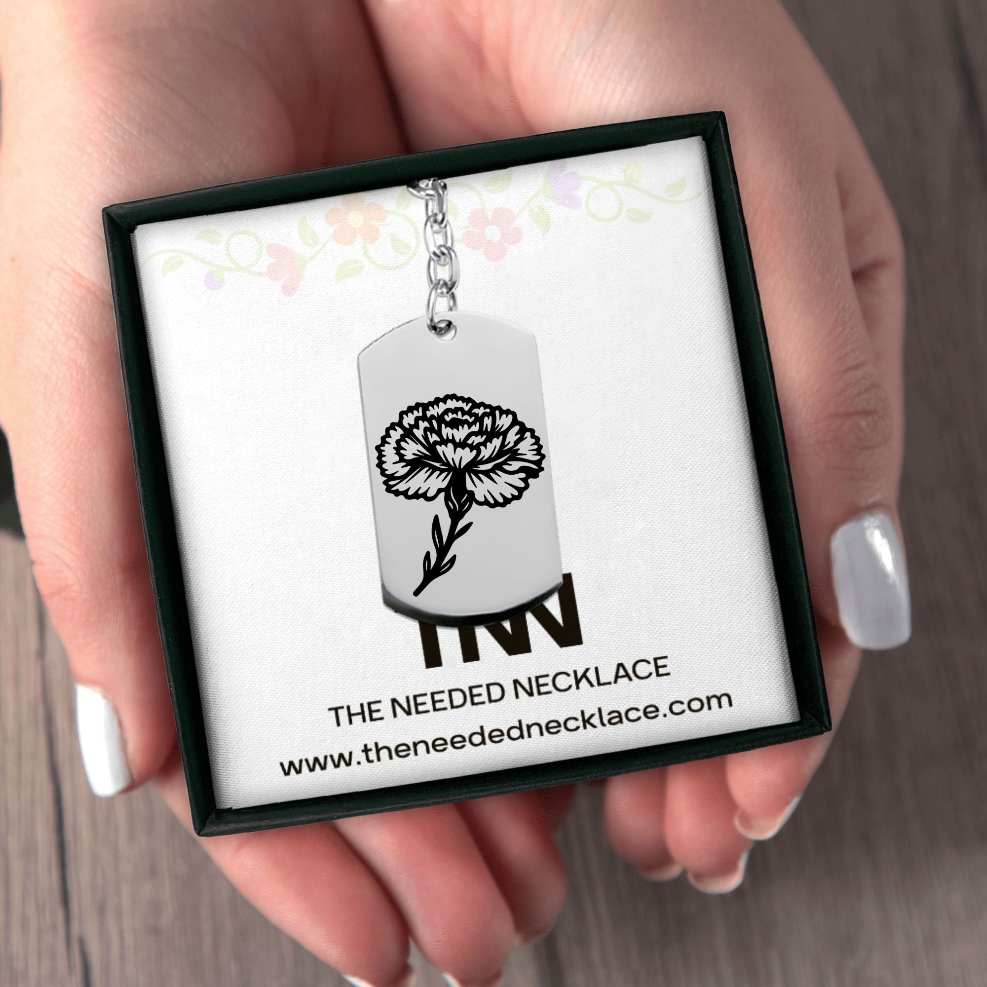 Birth Flower Tag Keychain