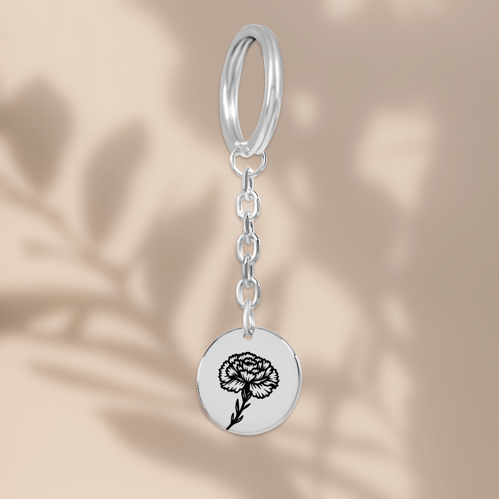 Birth Flower Coin Keychain