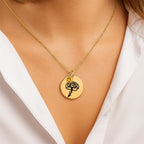 Birth Flower Necklace with Birthstone - Fine Link Coin Necklace