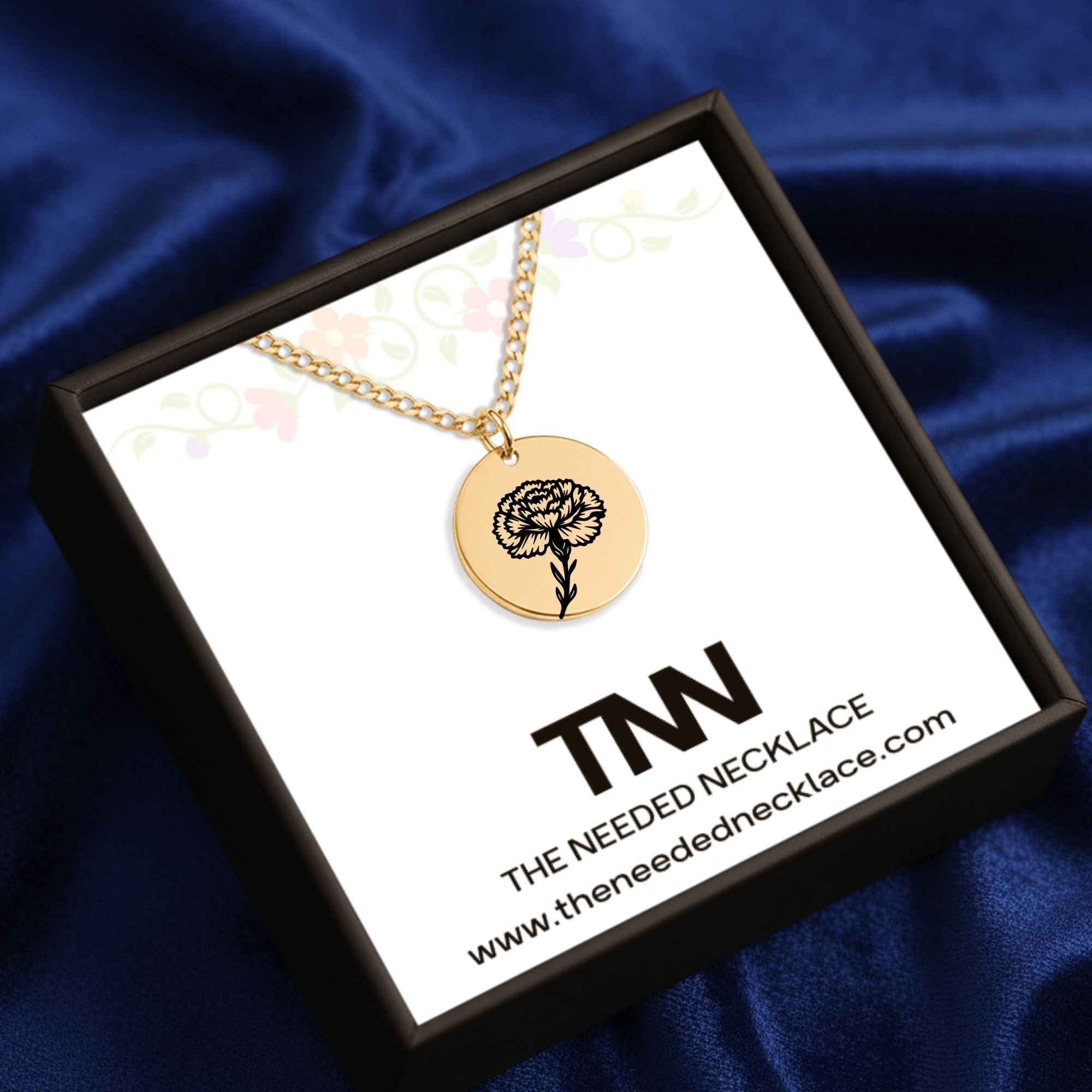 Birth Flower Cuban Link Coin Necklace