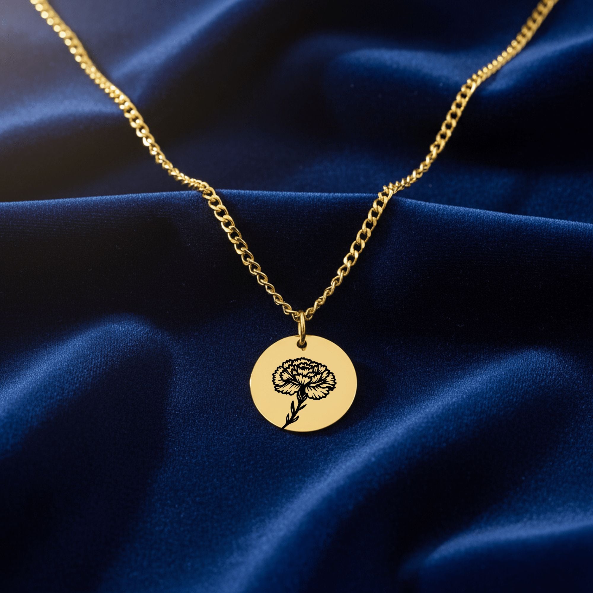 Birth Flower Cuban Link Coin Necklace