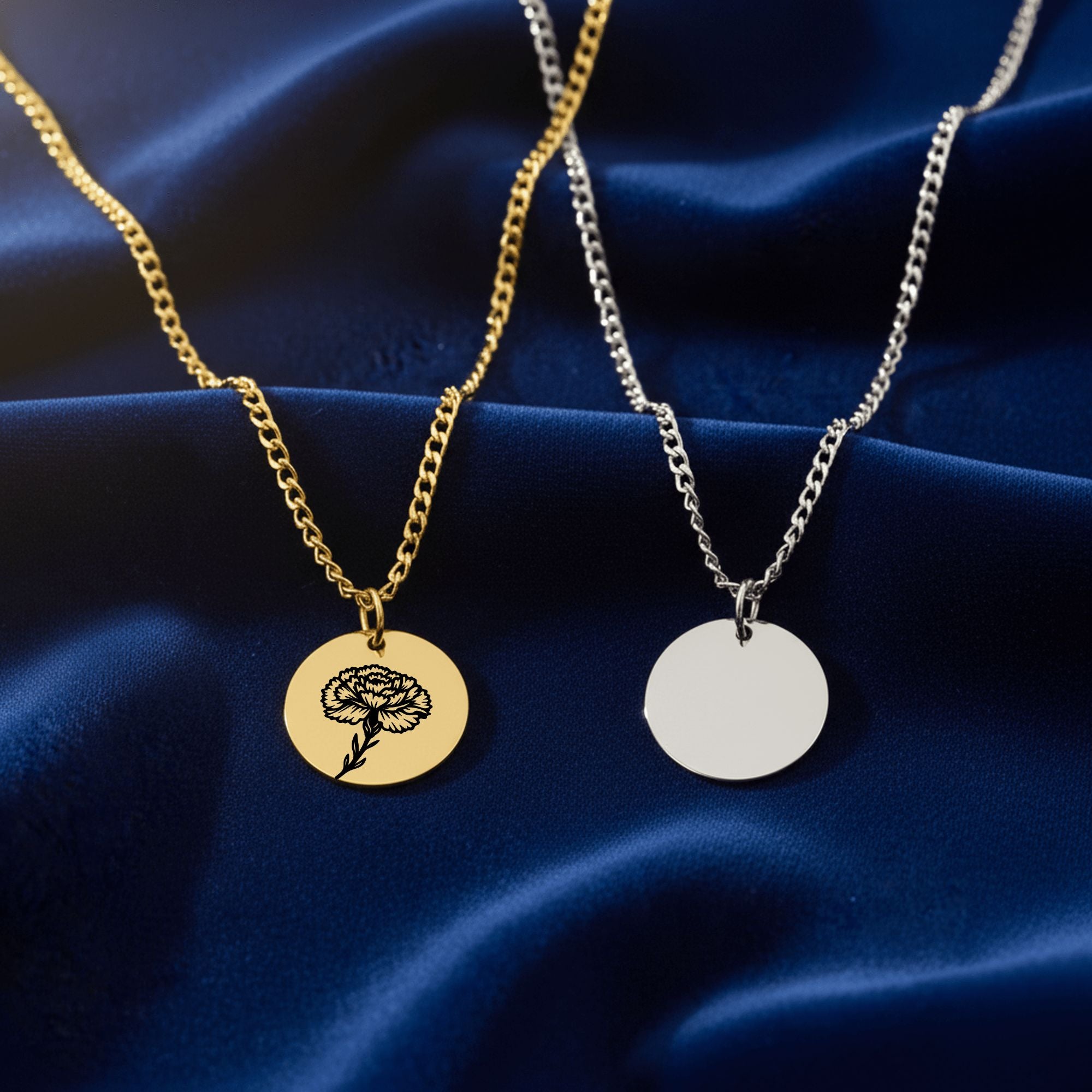 Birth Flower Cuban Link Coin Necklace